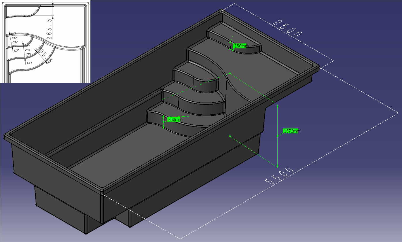 تجمع الألياف الزجاجية 5.5 &times; 2.5 &times; 1.37 م